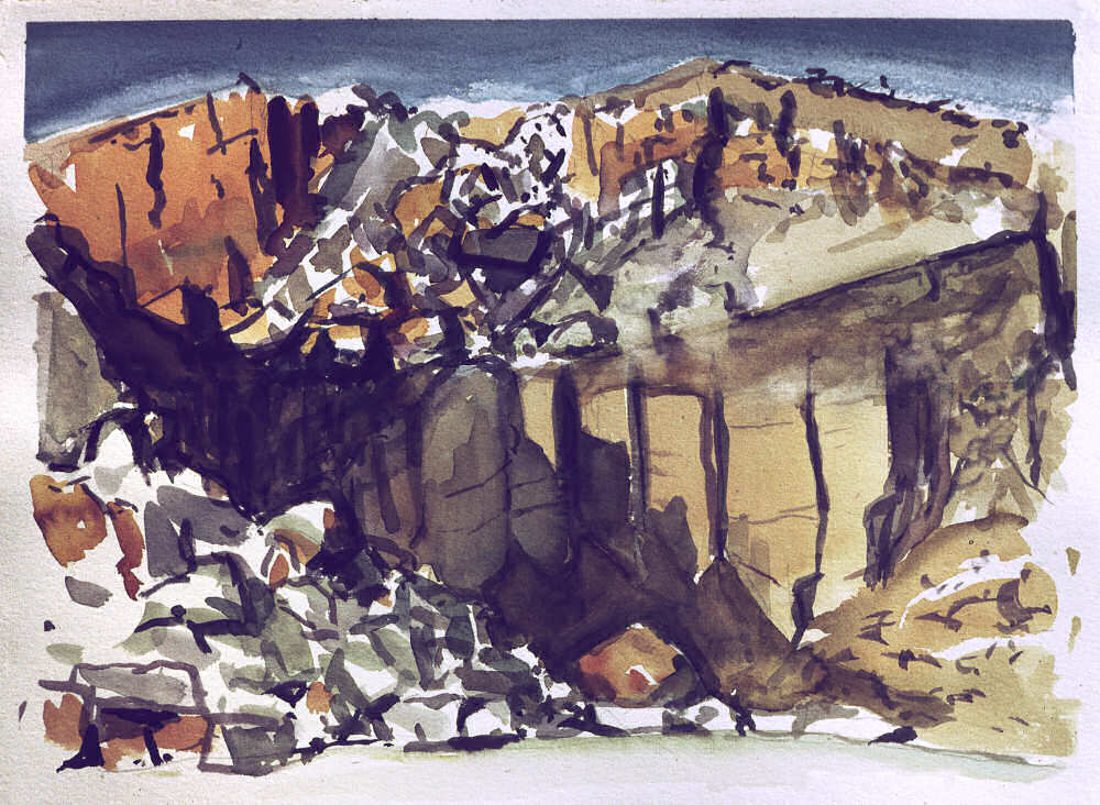 plain-air watercolor painting of Robert Adzema