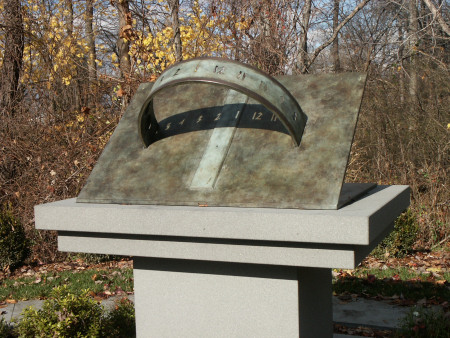 photo of garden sundial at Rockland Center for the Arts by Robert Adzeima